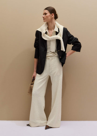 ME+EM Cream Wide-Leg Track Pant