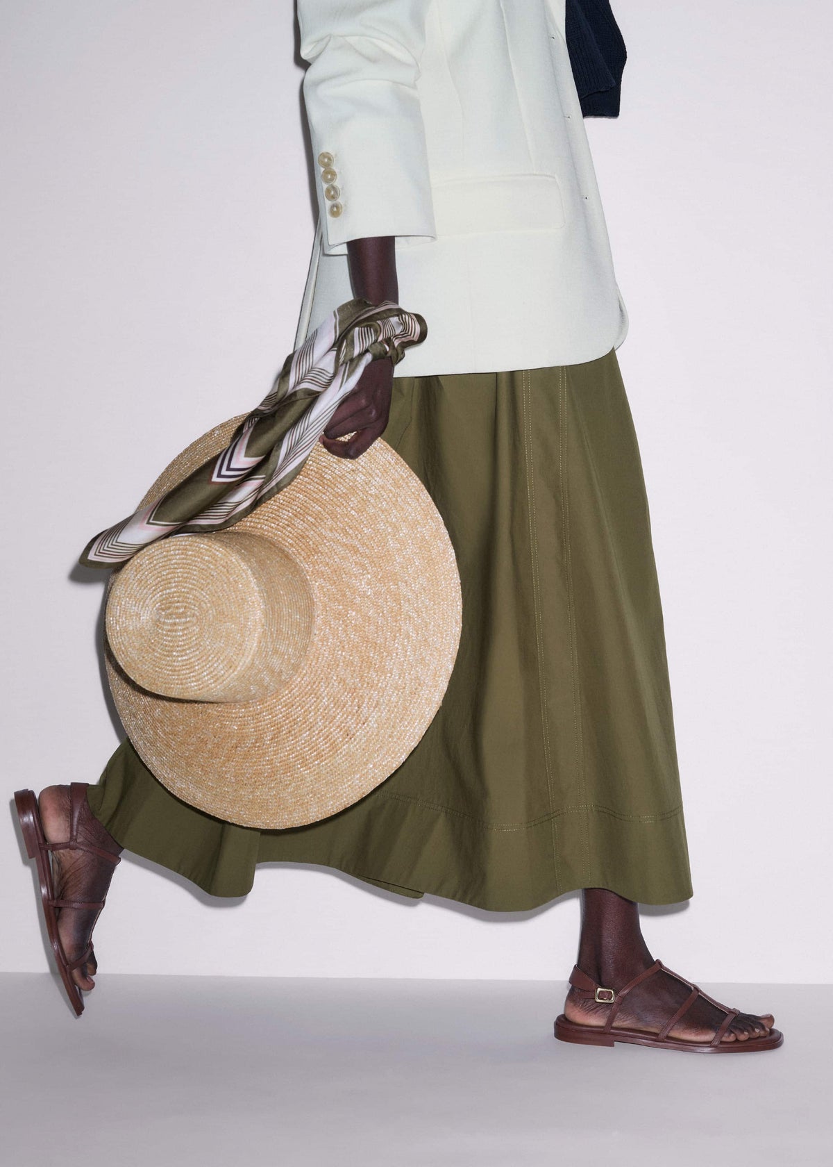 ME+EM Dark Brown Caged Flat Sandal