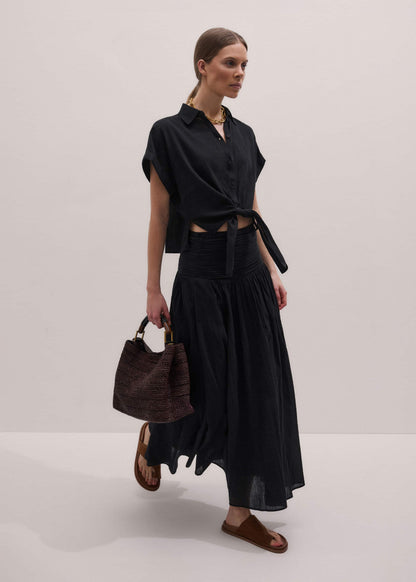 ME+EM Black Relaxed Maxi Skirt