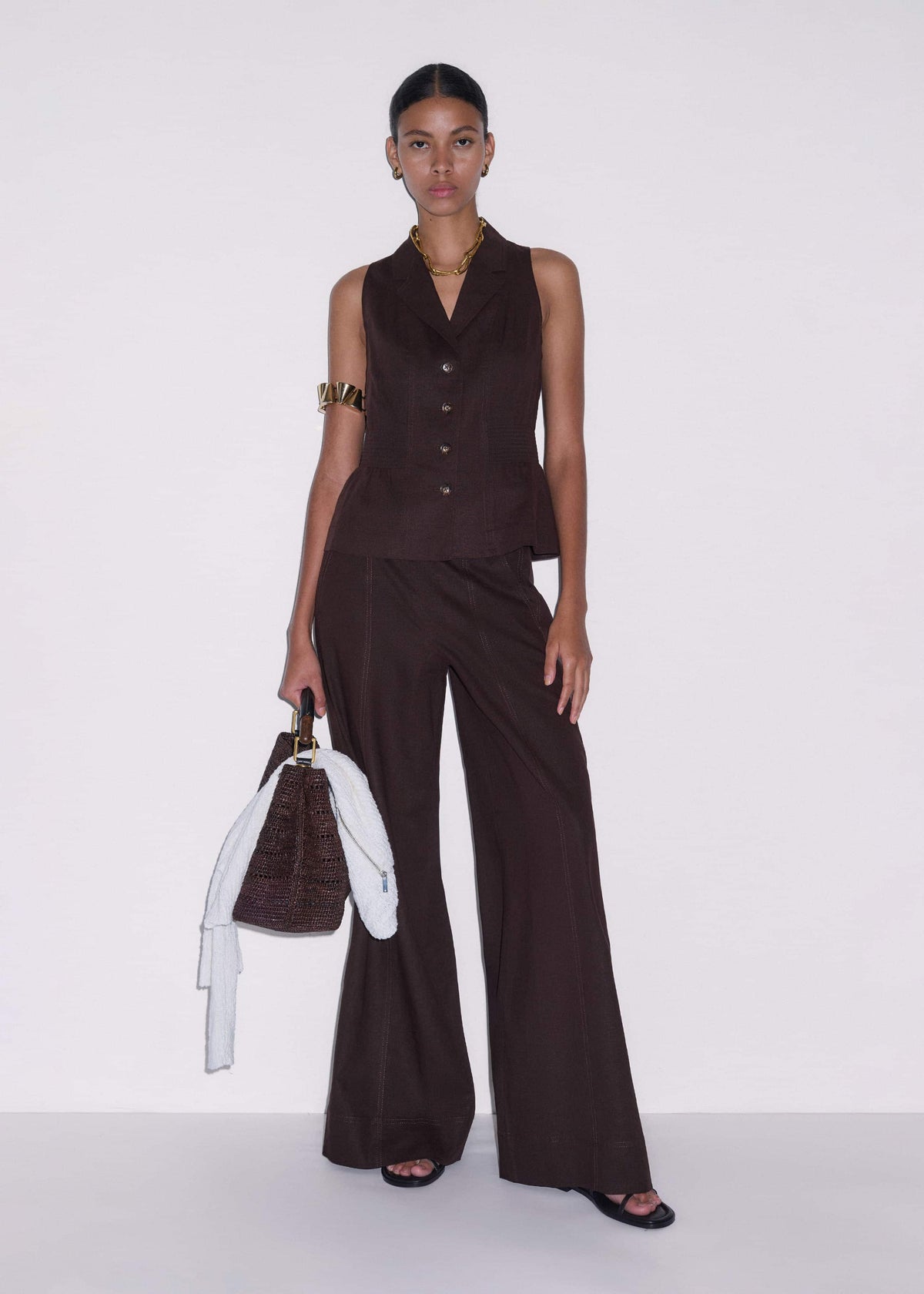 ME+EM Brown Halterneck Vest
