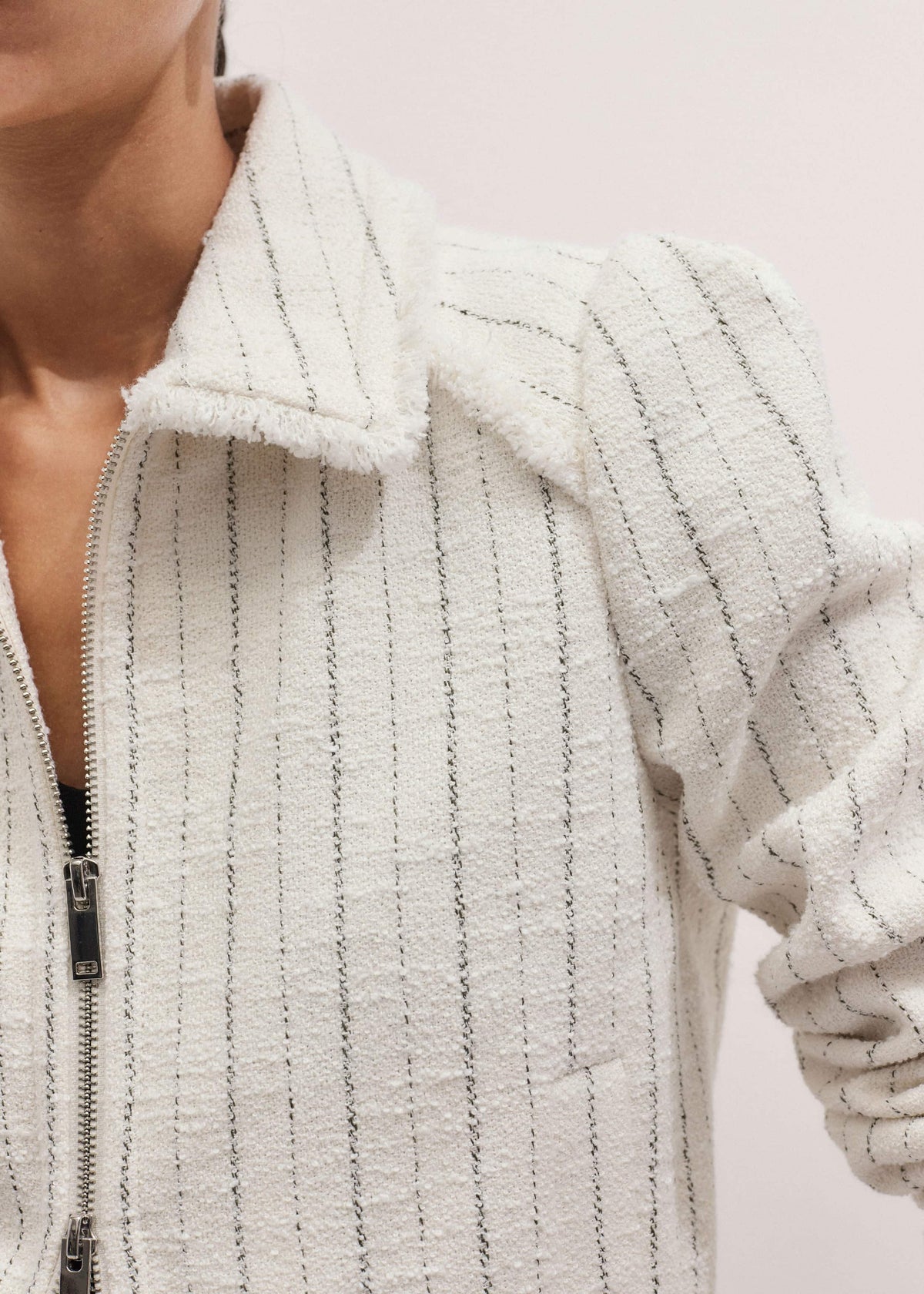 ME+EM Ivory Stripe Bomber Jacket