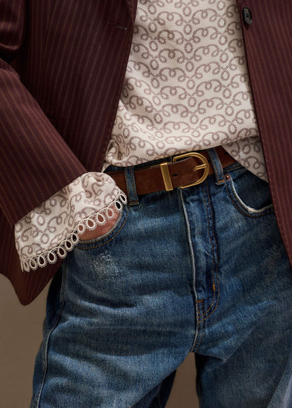 ME+EM Chestnut Round Buckle Reversible Belt