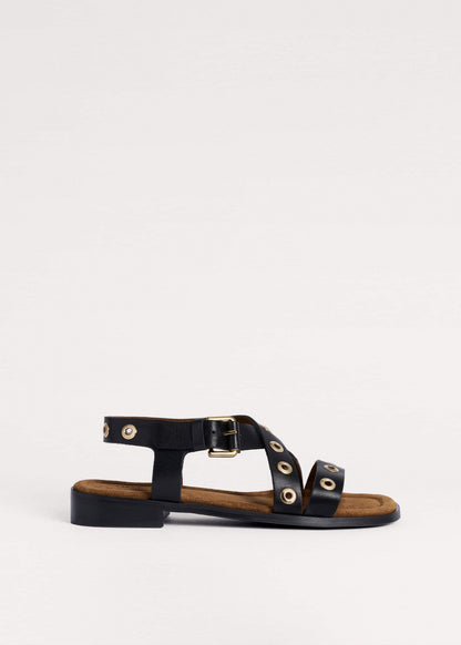 ME+EM Black Eyelet Stud Sandal