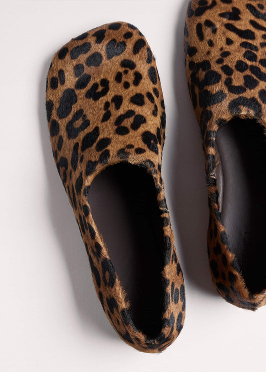 ME+EM Dark Brown Leopard Print Asymmetric Slipper