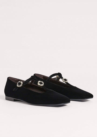 ME+EM Black Square Toe T-Bar Flat