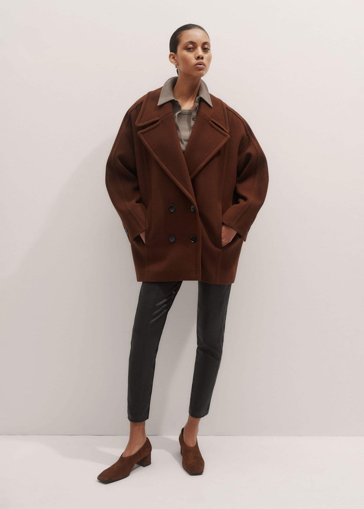 ME+EM Brown High Front Block Heel