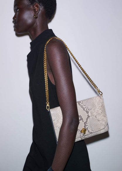 ME+EM Gray Snake Print Clutch Bag