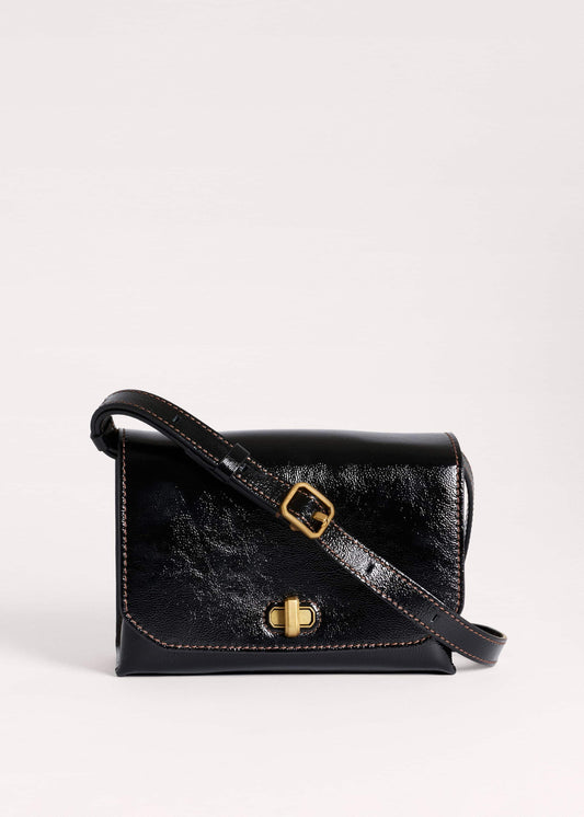 ME+EM Black Leather Clutch + Crossbody Bag