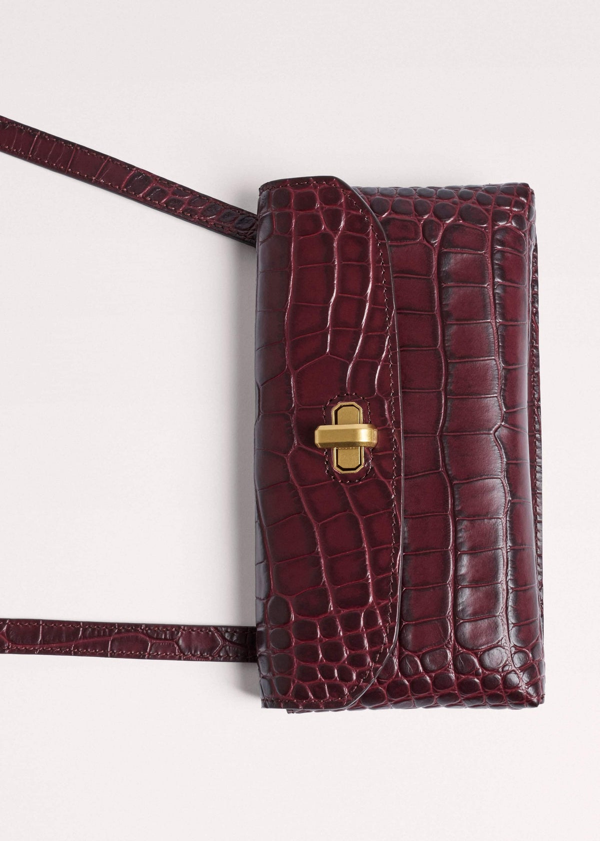 ME+EM Red Red Leather Croc Print Small Pouch