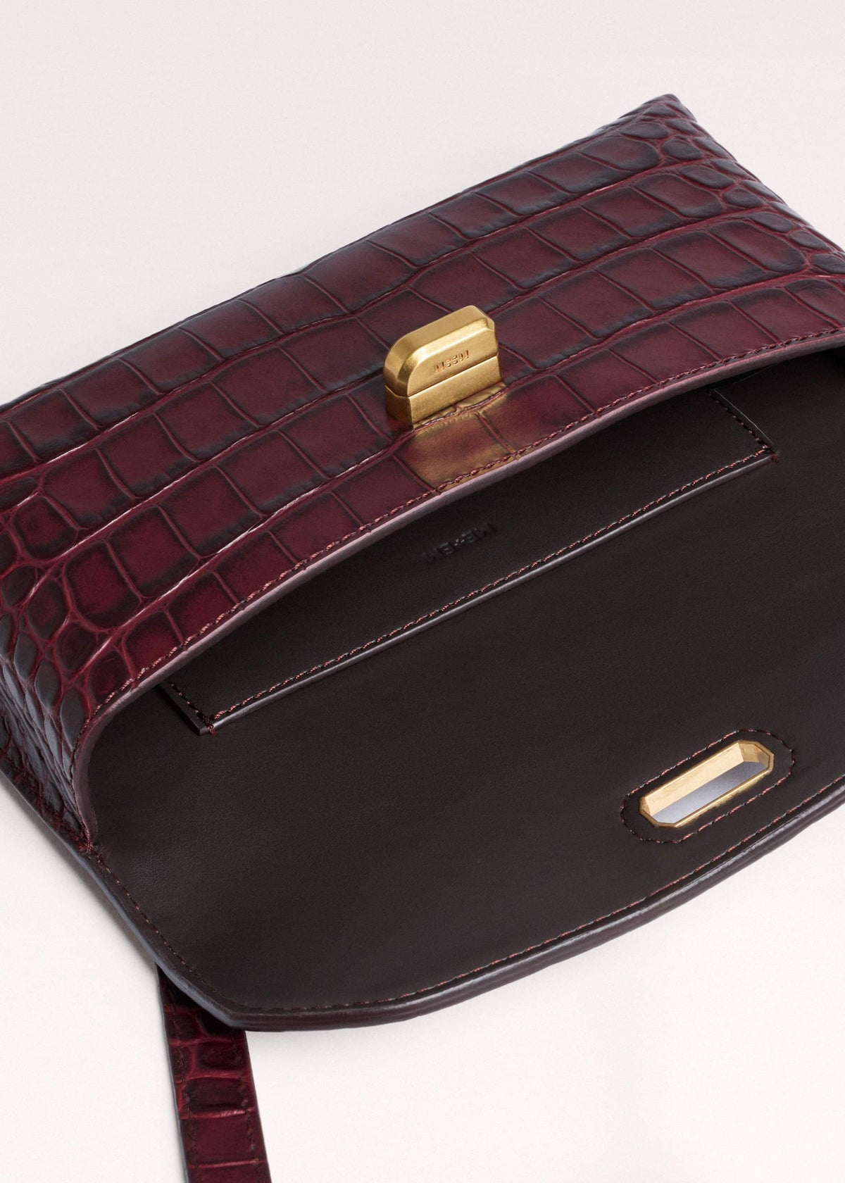 ME+EM Red Red Leather Croc Print Small Pouch