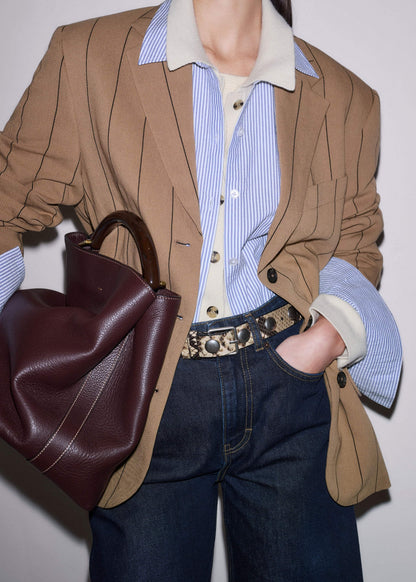 ME+EM Red Leather Soft Constructed Day Bag