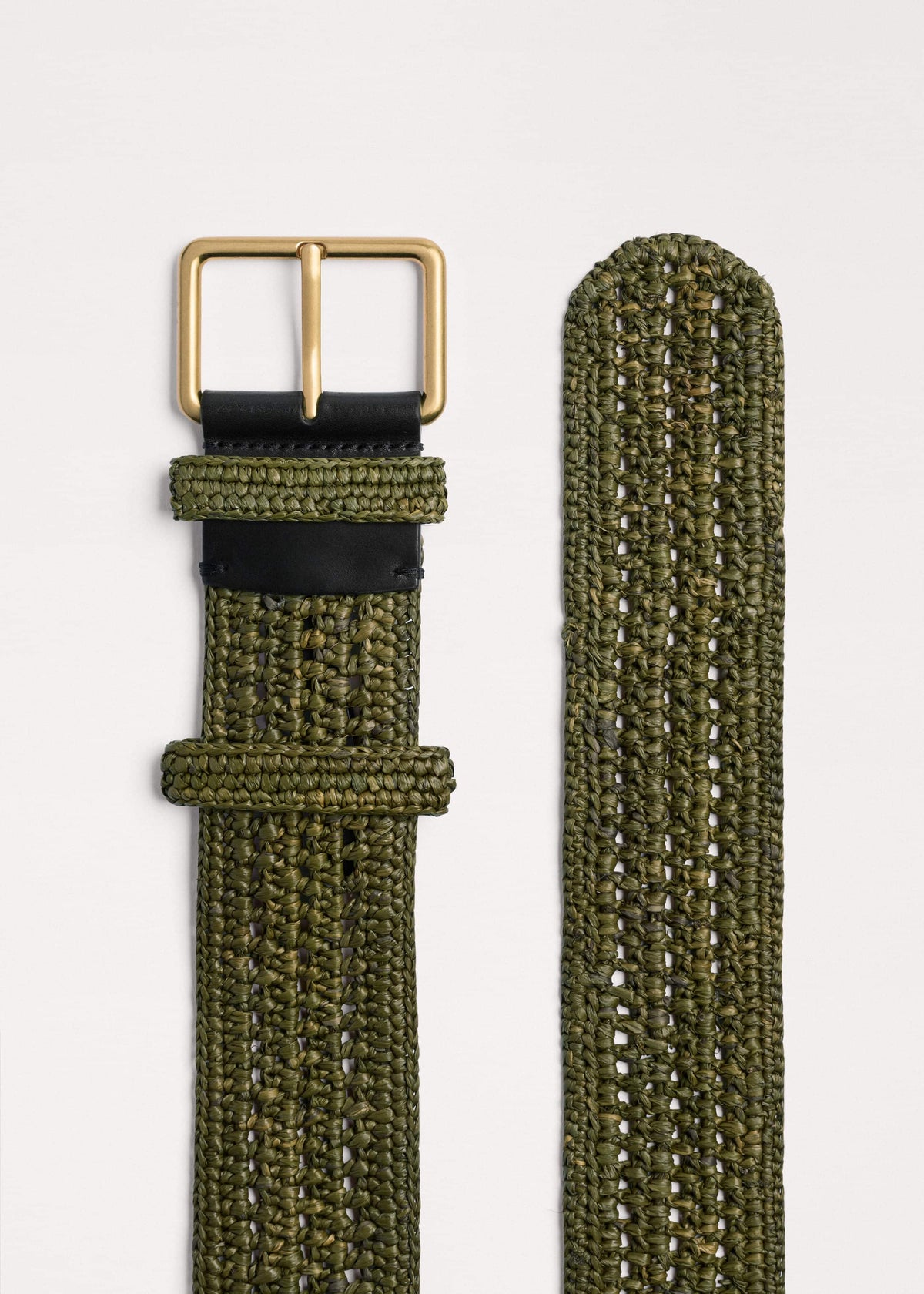 ME+EM Olive Green Raffia Wide Summer Belt