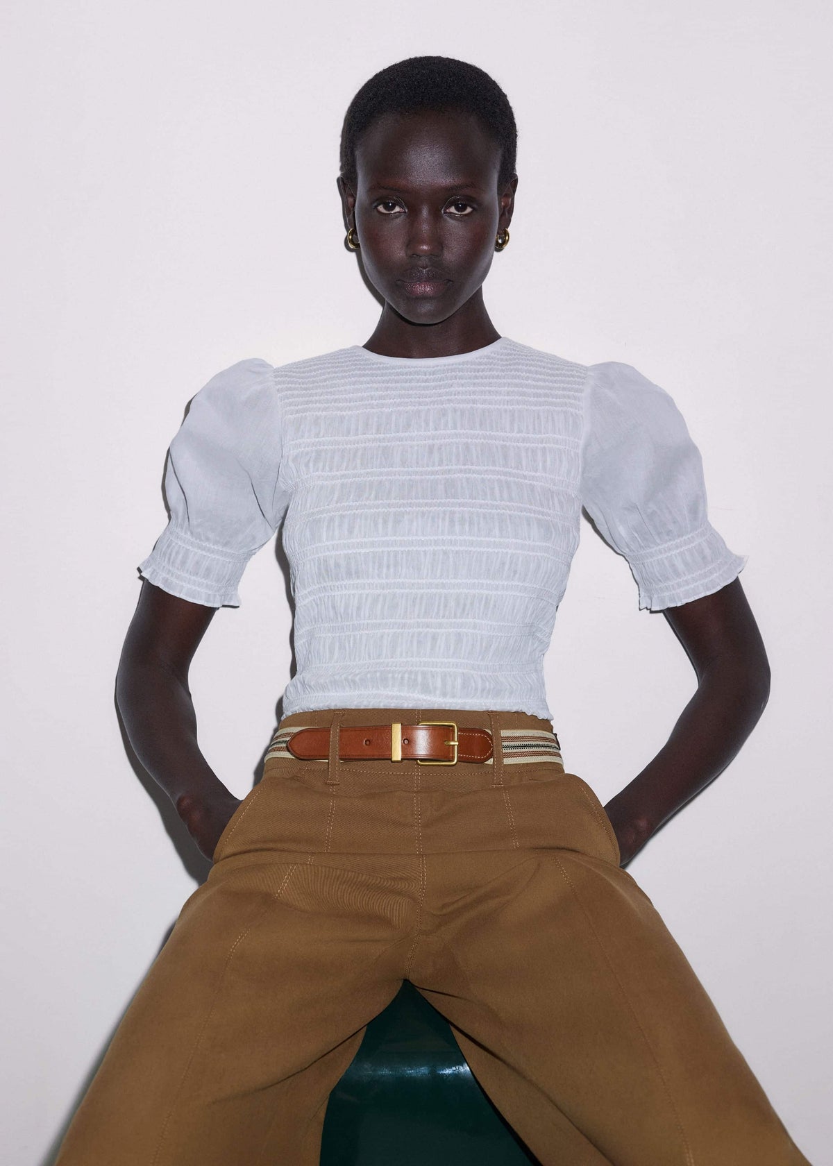ME+EM Brown Elastic Stretch Belt