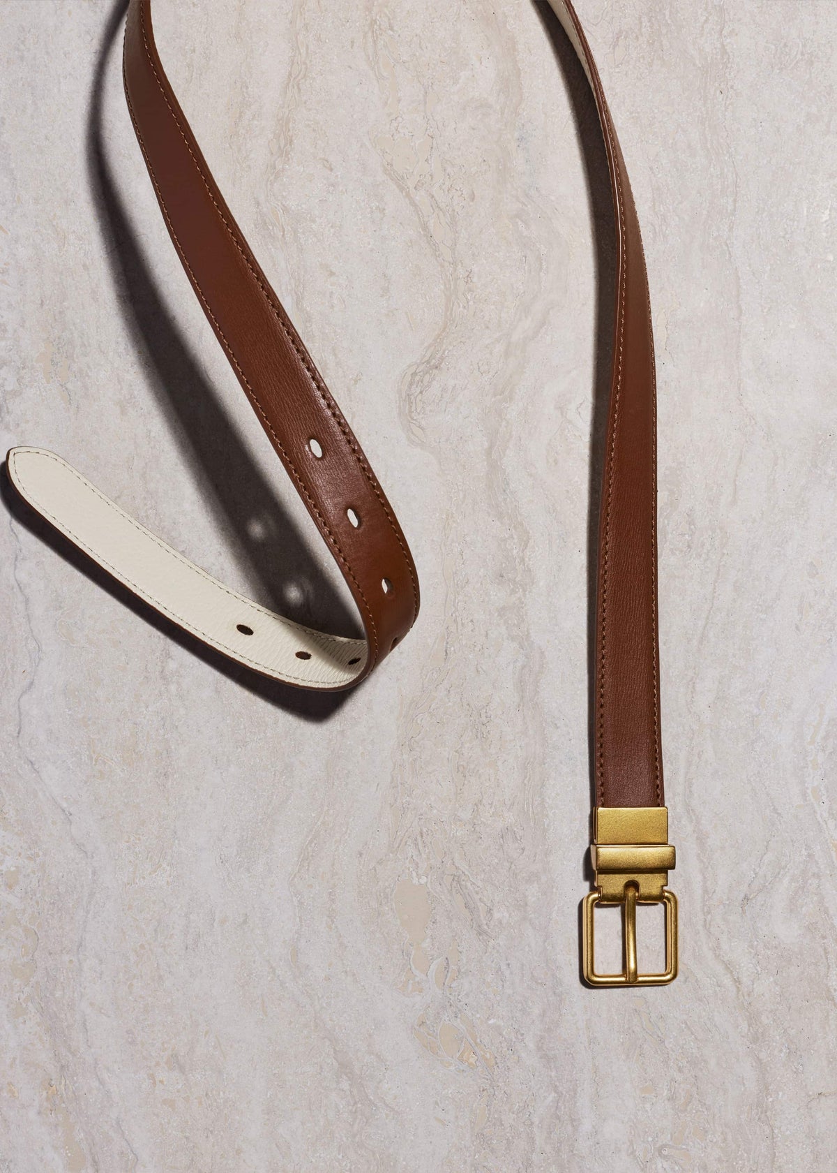 ME+EM Dark Brown Buttercream Reversible Belt