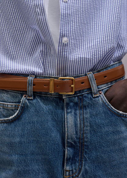 ME+EM Dark Brown Buttercream Reversible Belt
