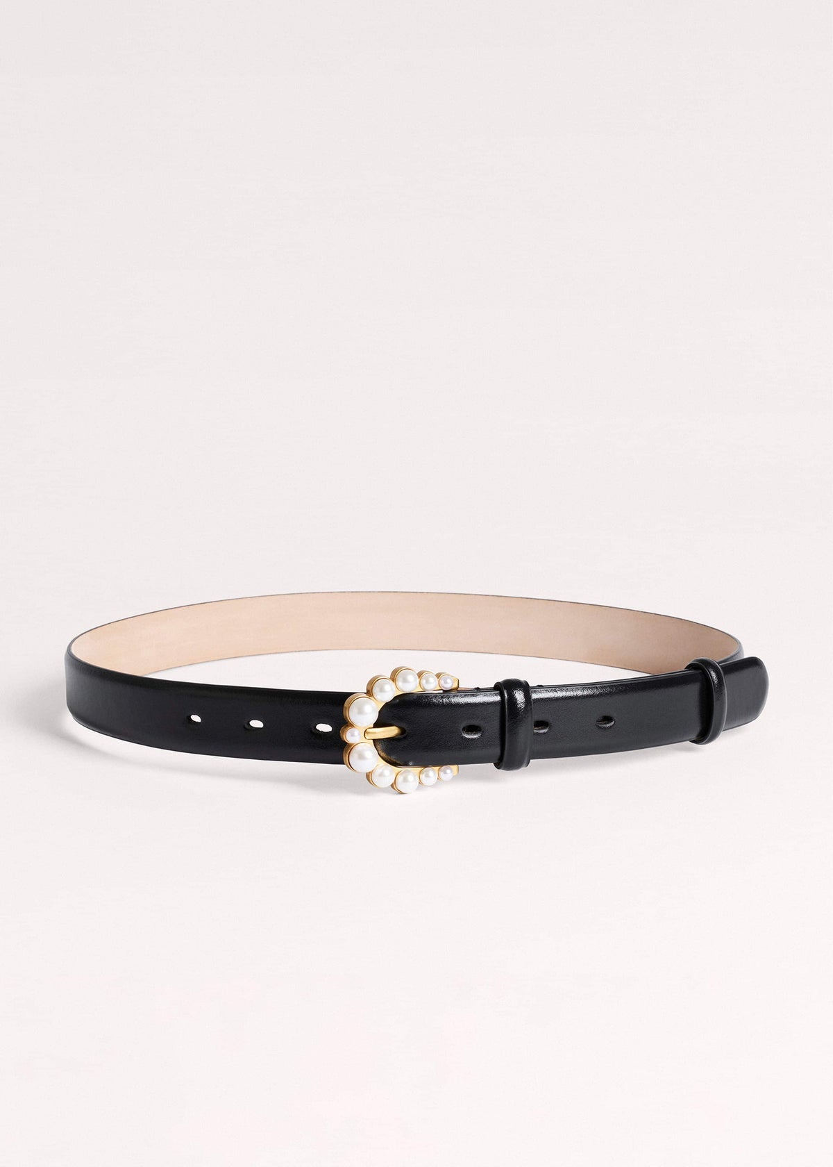 ME+EM Black Faux Pearl Buckle Belt
