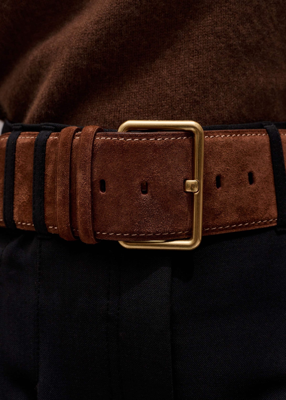 ME+EM Brown Extra Wide Waisted Belt