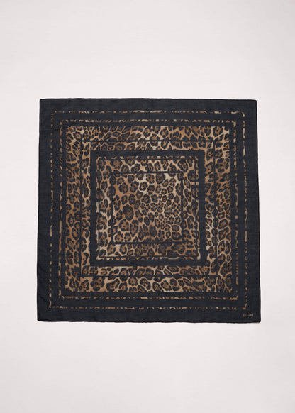 ME+EM Brown Leopard Border Scarf
