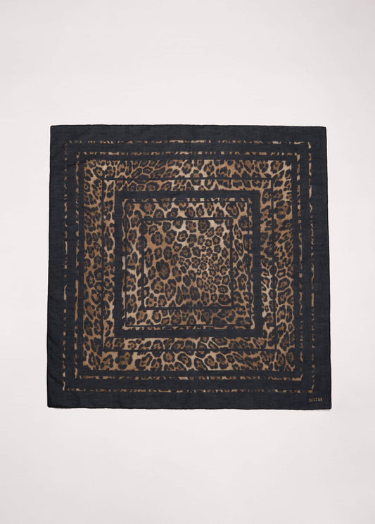 ME+EM Brown Leopard Border Scarf