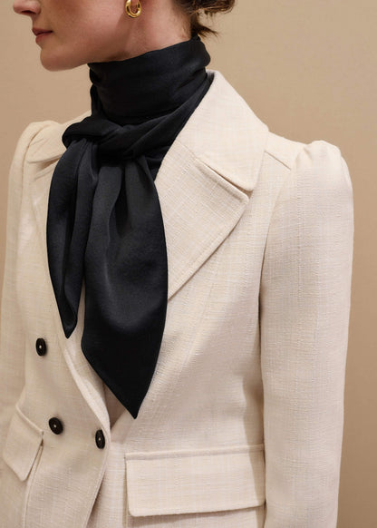 ME+EM Black Silk Satin Evening Scarf
