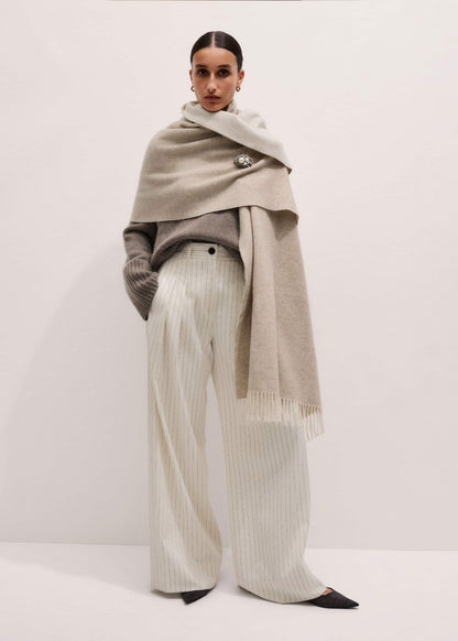 ME+EM Cream Cashmere Blend Travel Scarf