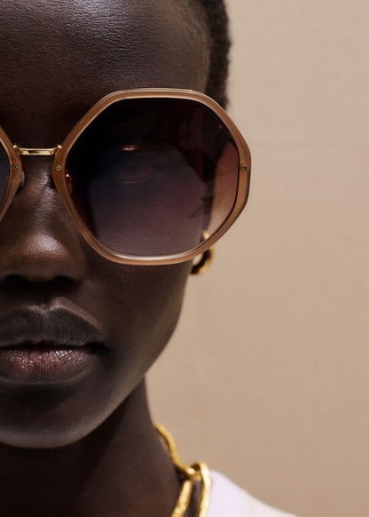 ME+EM Smokey Nude Heptagonal Frame Sunglasses