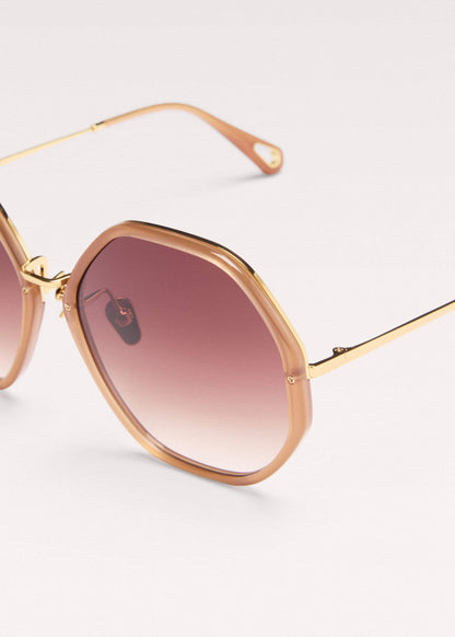ME+EM Smokey Nude Heptagonal Frame Sunglasses